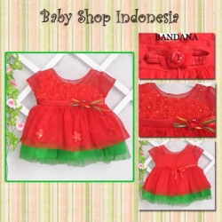 PD384 Dress Pesta Tutu Red Green Tile Top 93 copy  large
